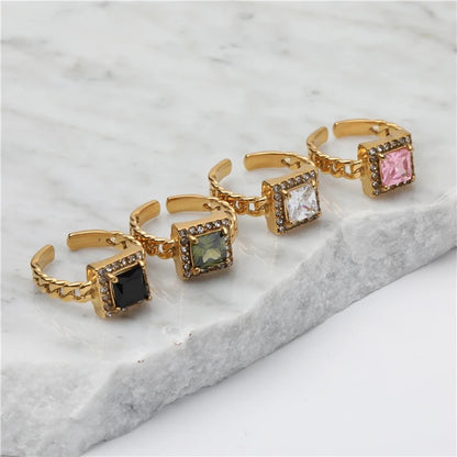 Elegant Cubic Zirconia Adjustable Ring - Gold