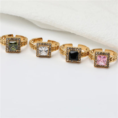 Elegant Cubic Zirconia Adjustable Ring - Gold