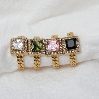 Elegant Cubic Zirconia Adjustable Ring - Gold