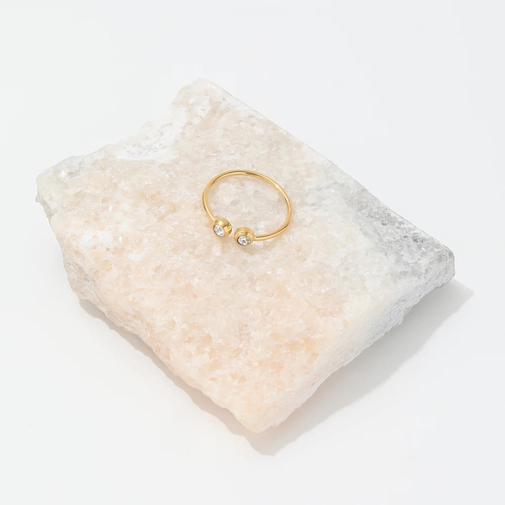 Dainty 18K Gold Plated Diamond Ring