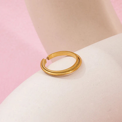 Dainty Double Layer Open Ring - Gold