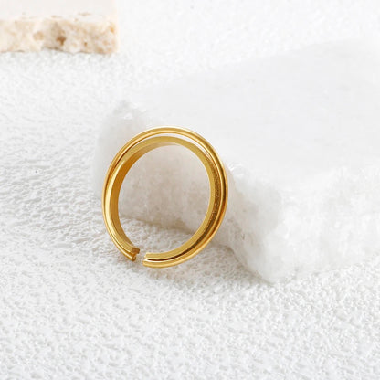 Dainty Double Layer Open Ring - Gold