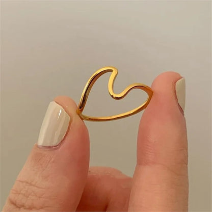 316L Stainless Steel Wave Ring - Gold