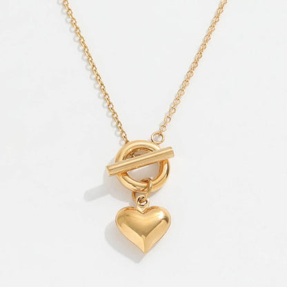 18k Gold Heart Toggle Pendant Necklace