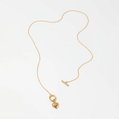 18k Gold Heart Toggle Pendant Necklace