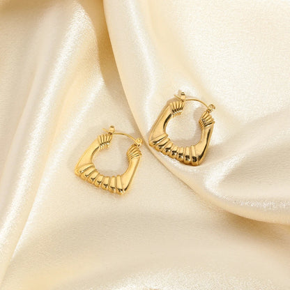 Big Square Hollow Hoop Earrings - Gold