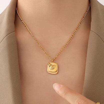 18K Gold Plated Body Pendant Abstract Face Necklace