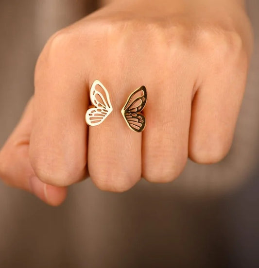 18K Gold Plated Open Butterfly Ring