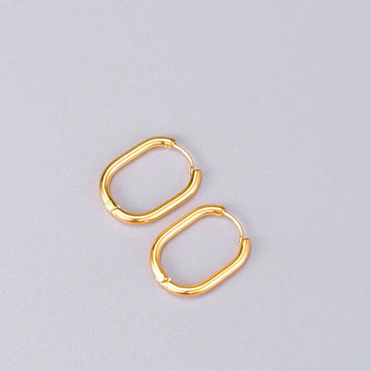18k Gold Plated Oval Hoop Stainless Steel Earrings