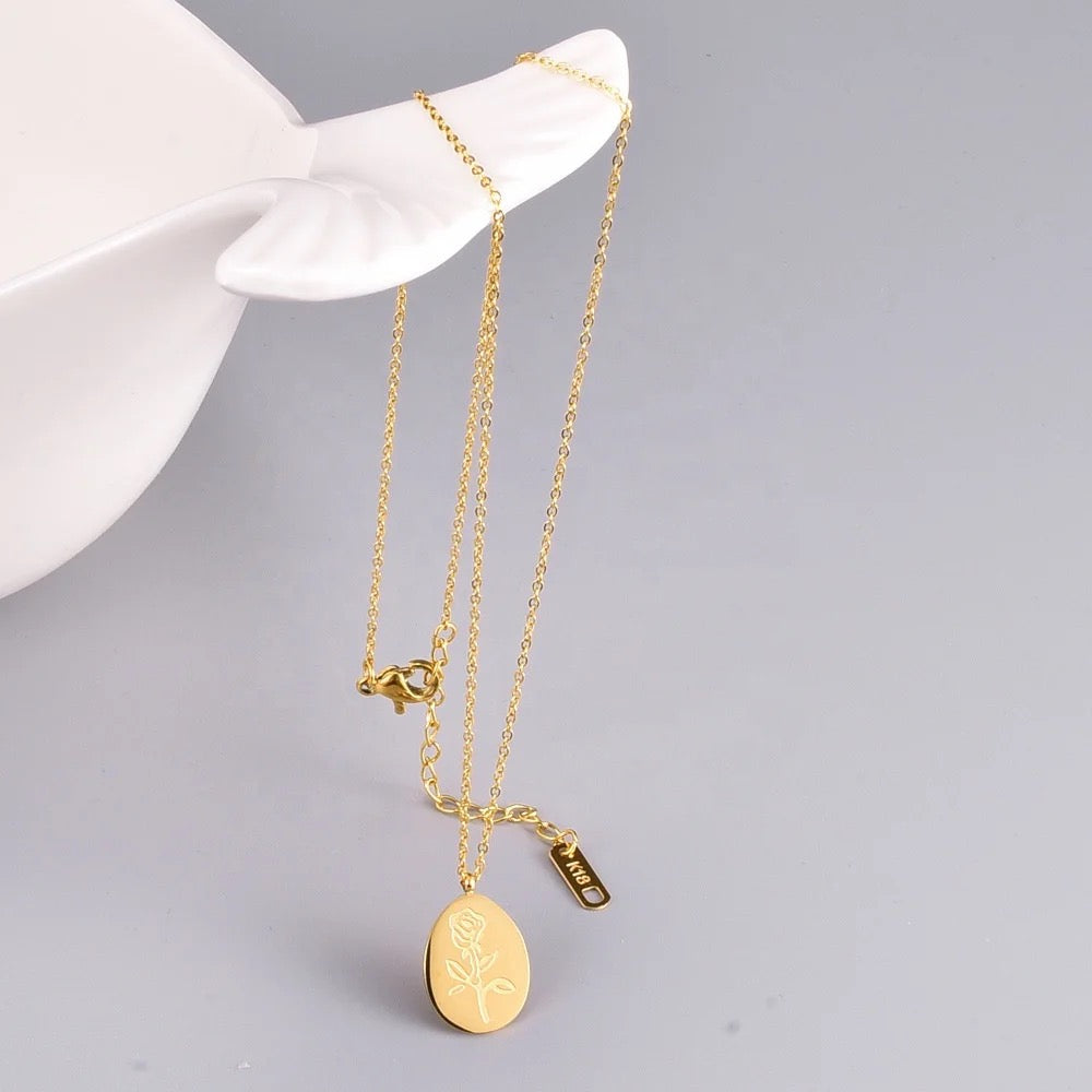 18K Gold Plated Rose Flower Necklace