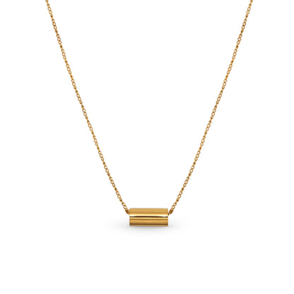 18k Gold Plated Tube Pendant Necklace