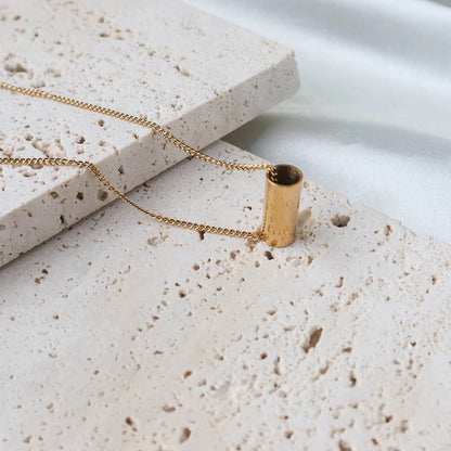 18k Gold Plated Tube Pendant Necklace
