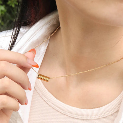 18k Gold Plated Tube Pendant Necklace