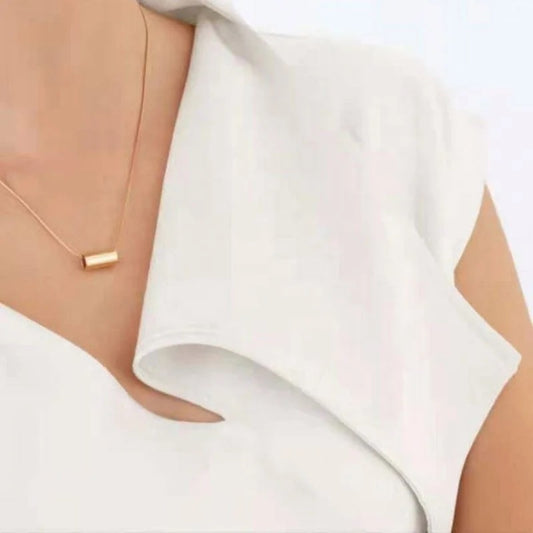 18k Gold Plated Tube Pendant Necklace