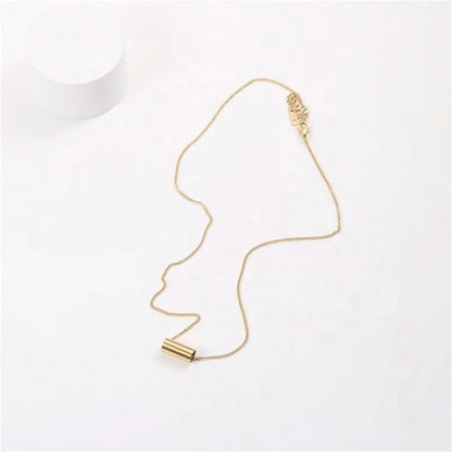 18k Gold Plated Tube Pendant Necklace