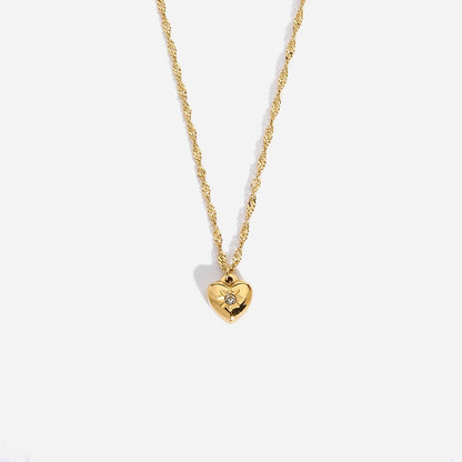 18k Gold Plated Zirconia Dainty Heart Pendant Necklace