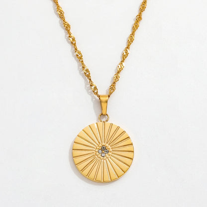 Beautiful Zirconia Coin Pendant Necklace