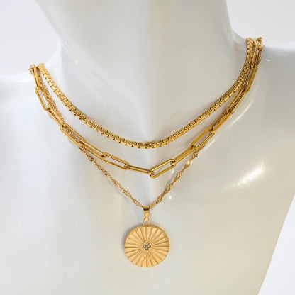 Beautiful Zirconia Coin Pendant Necklace