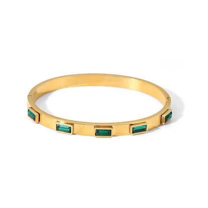 Chic Gold Bracelet with Green Stones