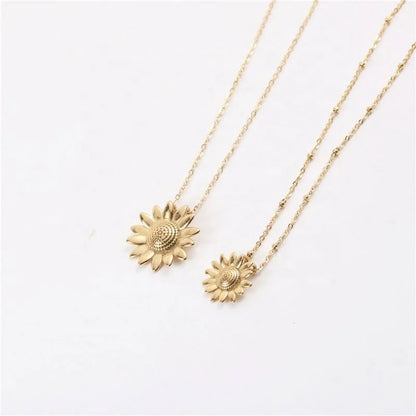 Dainty Daisy Sunflower Pendant Necklace