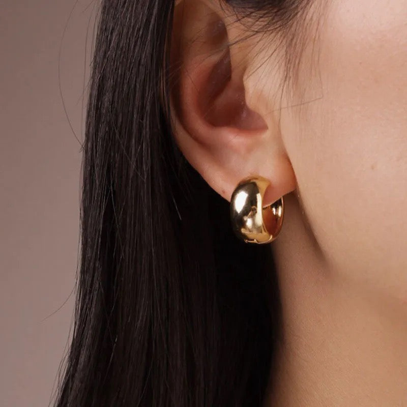 18K Gold Plated Waterproof Minimalist Hoop Earring