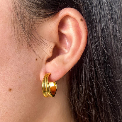 Stylish 18k Gold Hoops Earrings - Waterproof