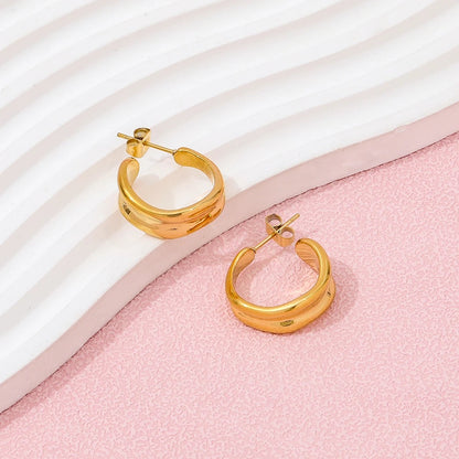 Stylish 18k Gold Hoops Earrings - Waterproof