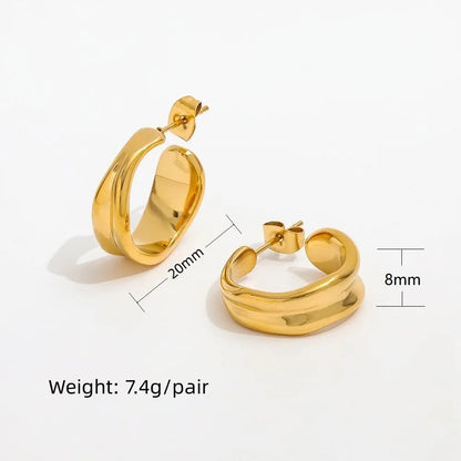 Stylish 18k Gold Hoops Earrings - Waterproof