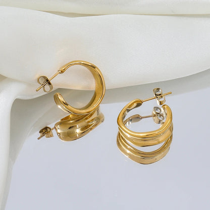 Stylish 18k Gold Hoops Earrings - Waterproof