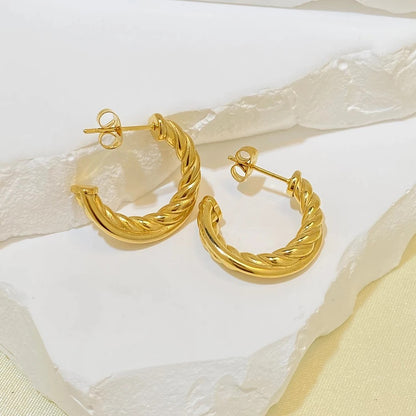 Stylish 20mm Twist Hoops Earrings - Waterproof