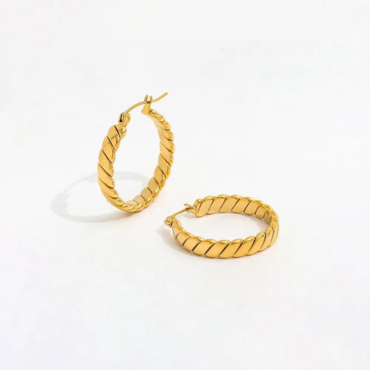 Trendy 18K Gold Plated Line Hoop Everyday Earring