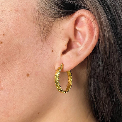Trendy 18K Gold Plated Line Hoop Everyday Earring