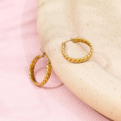 Trendy 18K Gold Plated Line Hoop Everyday Earring