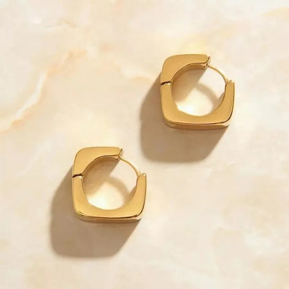 Unique Chunky Square Huggie Hoop Earring