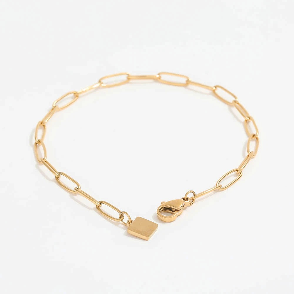 Minimalist 18K Gold Link Chain Waterproof Bracelet