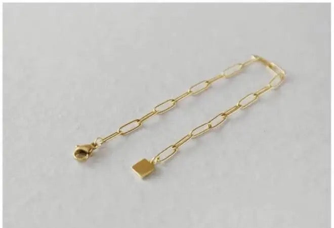 Minimalist 18K Gold Link Chain Waterproof Bracelet