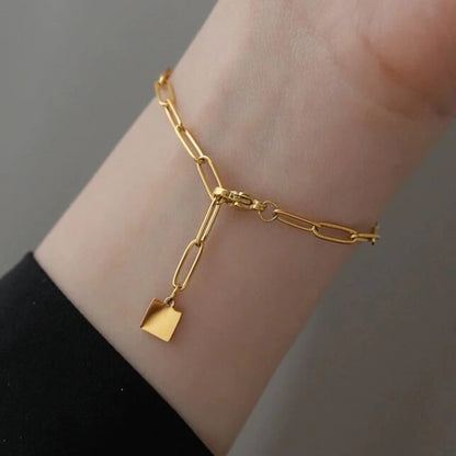 Minimalist 18K Gold Link Chain Waterproof Bracelet