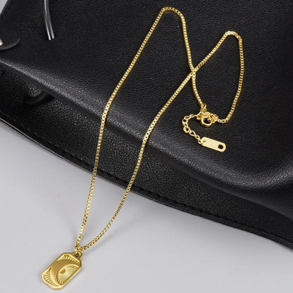 Dainty Moon Rectangle Pendant Necklace