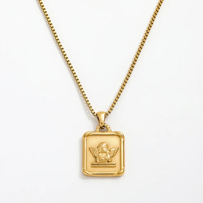 Elegant 18k Gold Pendant on Stainless Steel Necklace