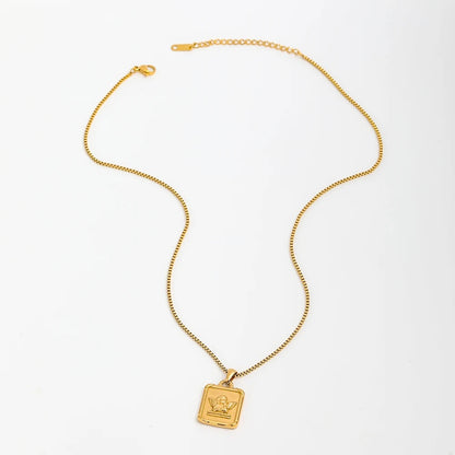 Elegant 18k Gold Pendant on Stainless Steel Necklace