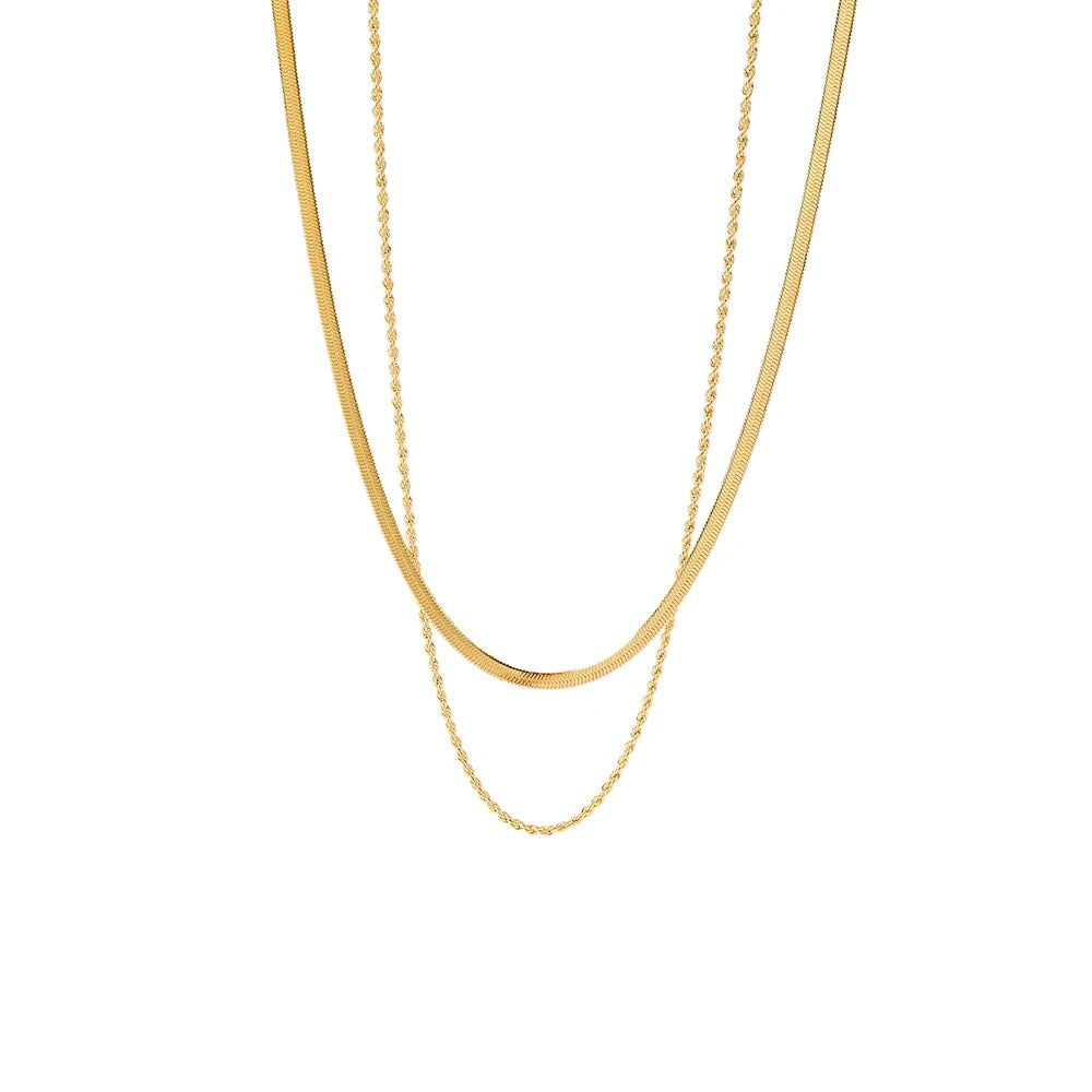 18K Gold Plated Double Chain Necklace