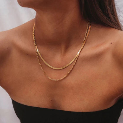 18K Gold Plated Double Chain Necklace