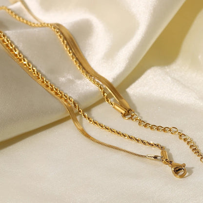 18K Gold Plated Double Chain Necklace