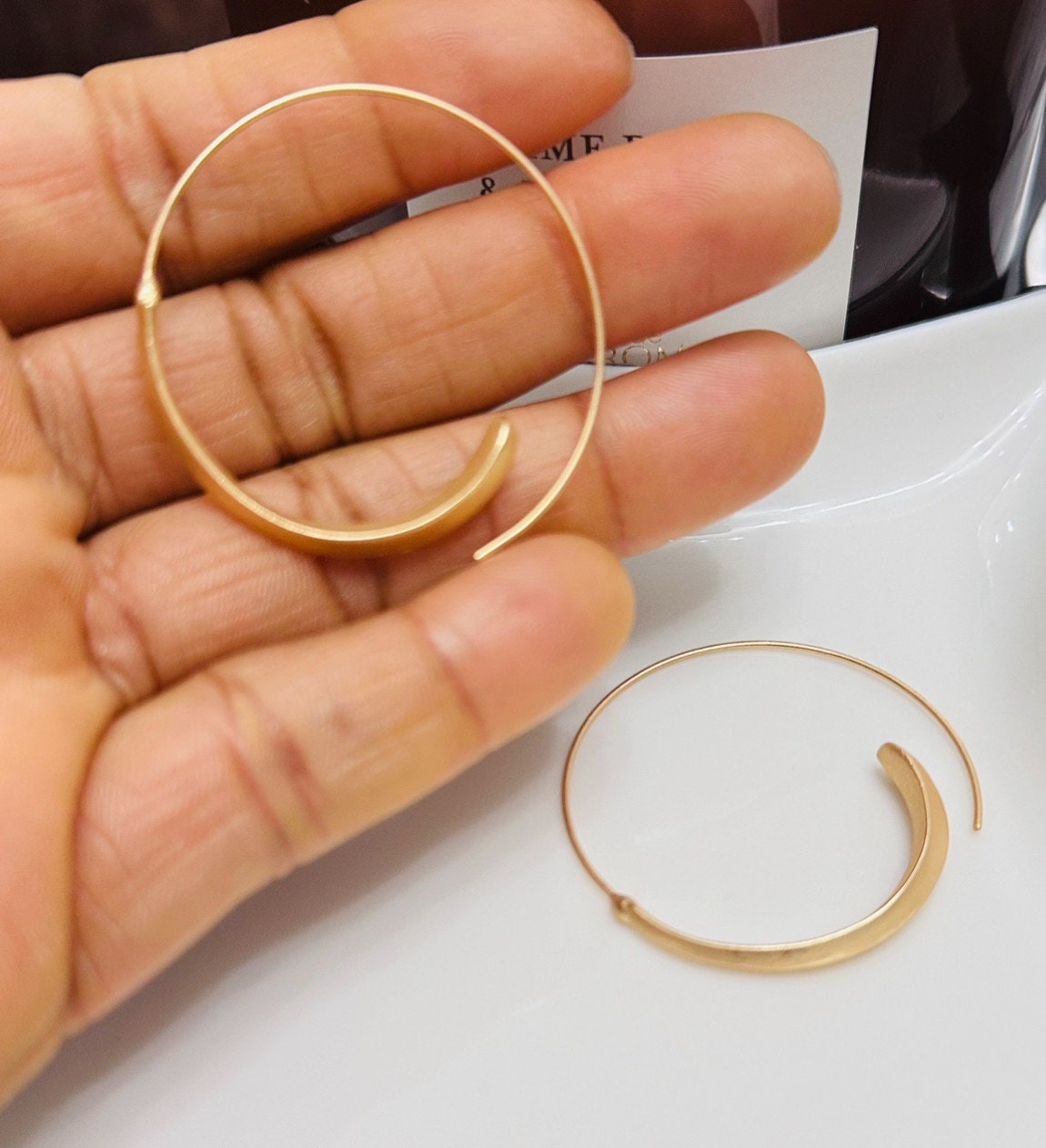 Gold Round Hollow Hoop Earrings