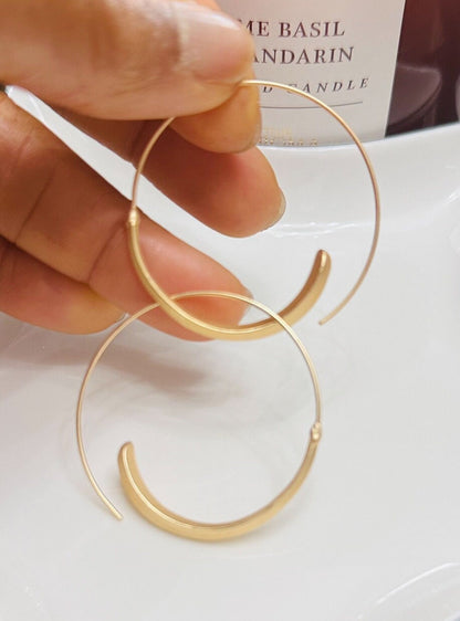 Gold Round Hollow Hoop Earrings