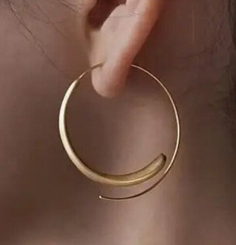 Gold Round Hollow Hoop Earrings