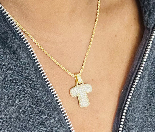 Personalized CZ Letter Pendant Necklace
