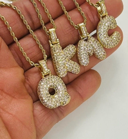 Bubble Balloon Pave CZ Gold Necklace
