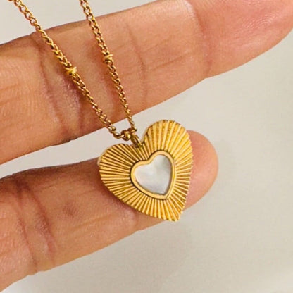 Crystal Pearl Heart Necklace