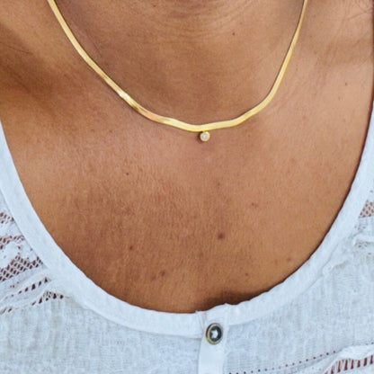 18K Thick Gold Herringbone Snake Necklace